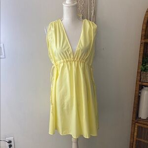 0203 Yellow Sleeveless V-Neck mini Dress coverup ASOS size 6